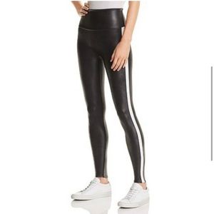 SPANX Women’s Faux Leather Stripe Leggings Size: S Color: Black/White NWT.